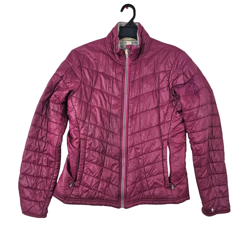 Smartwool Smartloft Quilted PufferJacket Womens Medium PurpleFull Zip Wool Lined